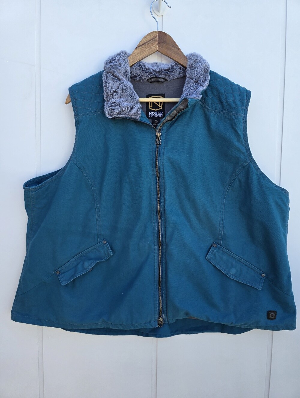 Noble Outfitters Canvas Zip Up Workwear Vest Teal Blue Womens 3XL